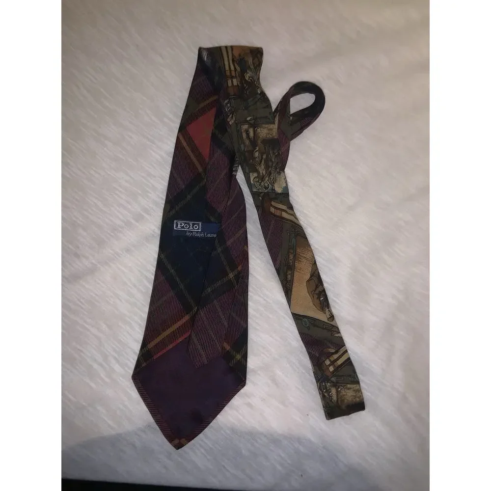 VINTAGE Polo Ralph Lauren Golf Scene 100% Silk Handmade Neck tie RARE - Picture 4 of 6